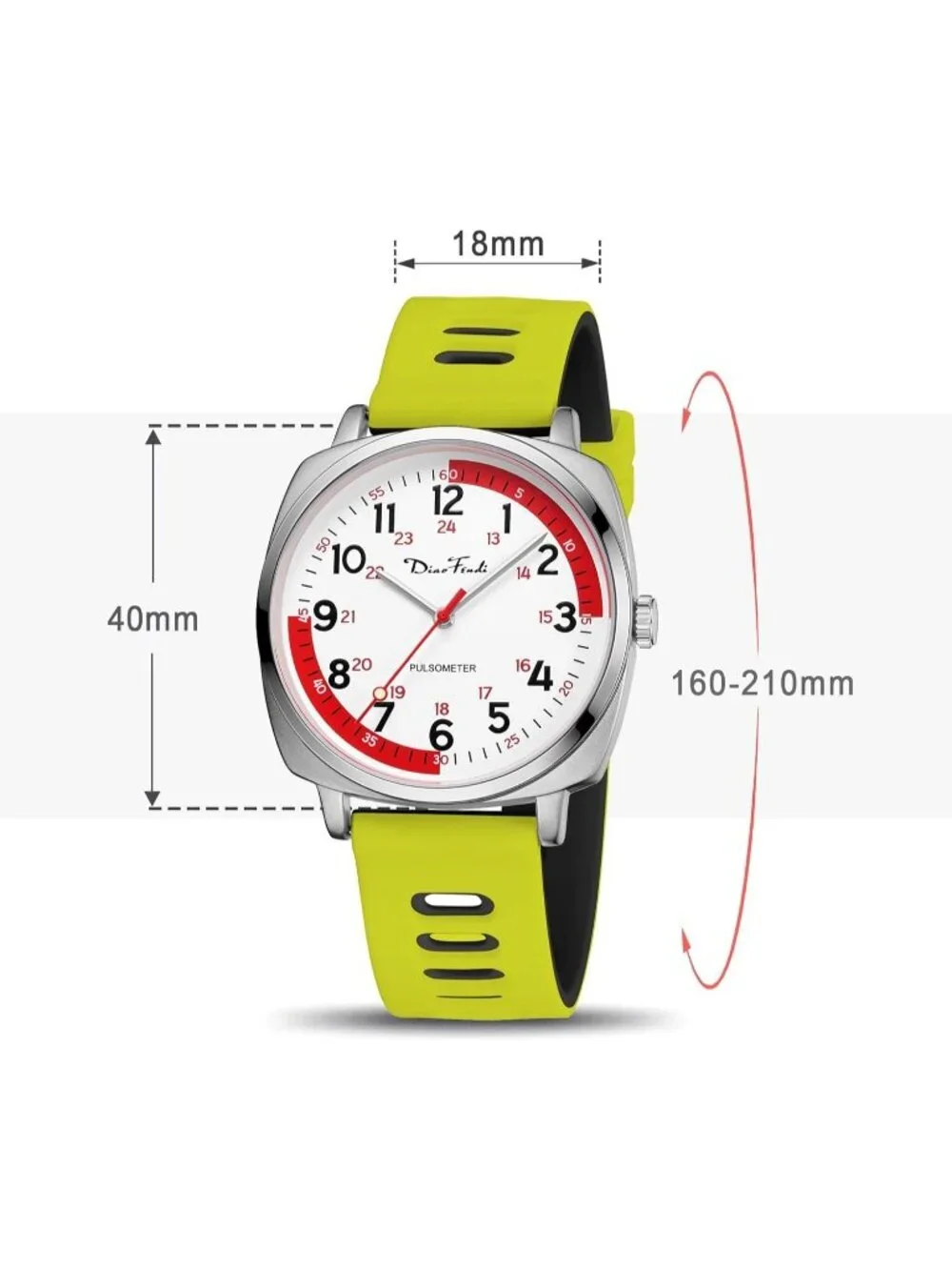 Diaofendi Women's Green Black Analog Nurse Medical Professional Waterproof Watch